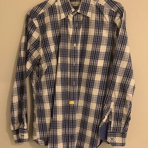 Bugatchi UOMO Shaped Fit. Button down plaid shirt. Large.